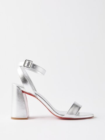 christian louboutin - miss sabina 85 mirrored-leather sandals - womens - silver