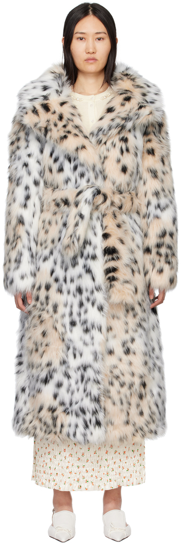 Yuhan Wang Off-White Belted Faux-Fur Coat in multi