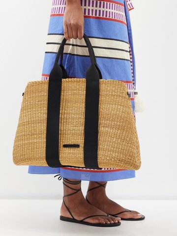 muuñ muuñ - maxi altair straw basket bag - womens - black beige