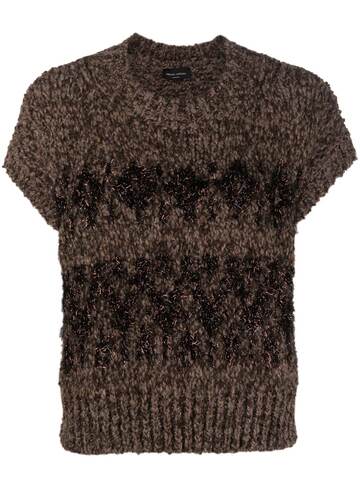 roberto collina metallic-threading knitted t-shirt - brown