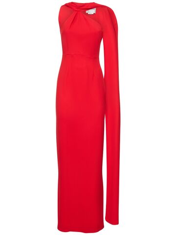 roland mouret asymmetric stretch cady maxi dress in red