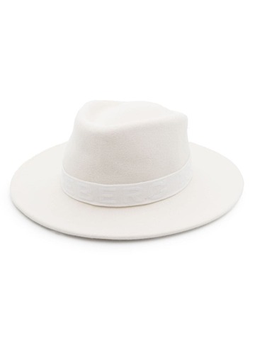 iceberg ribbon-band wool fedora hat - white