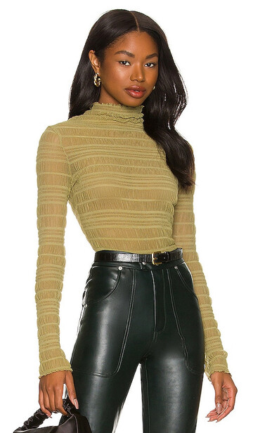 MORE TO COME Sadie Ruched Top in Olive in green