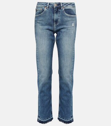 ag jeans girlfriend mid-rise straight jeans in blue