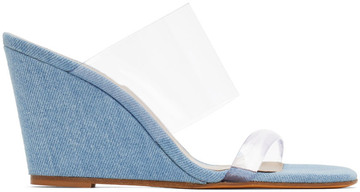 Maryam Nassir Zadeh SSENSE Exclusive Transparent & Blue Olympia Wedge Sandals in denim / denim