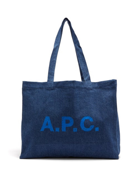 A.P.C. A.P.C. - Diane Logo-print Denim Tote Bag - Womens - Light Blue