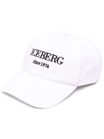 iceberg logo-embroidered cap - white