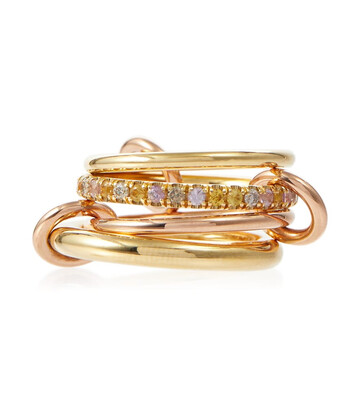 spinelli kilcollin nimbus 18kt gold and rose gold linked rings with sapphires and diamonds