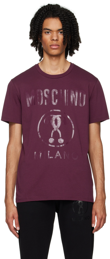 moschino burgundy double question mark t-shirt