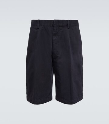 zegna mid-rise cotton and linen shorts in blue