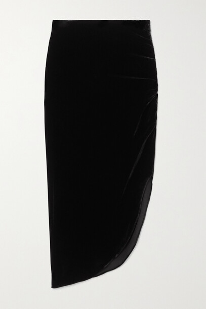 Veronica Beard - Herst Asymmetric Velvet Midi Skirt - Black
