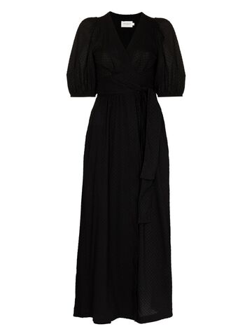 three graces bronwyn balloon-sleeve dress - black