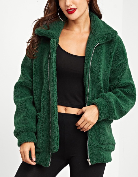 green teddy jacket