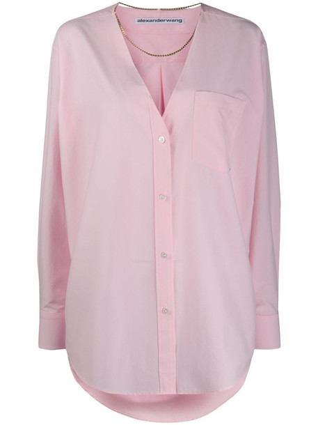 Alexander Wang oversized deep v shirt in pink