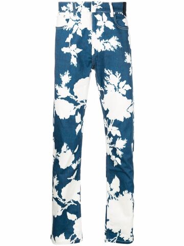 erdem floral-print straight jeans - blue