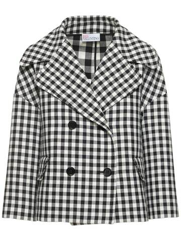 RED VALENTINO Double Cotton Gingham Jacket in black / white