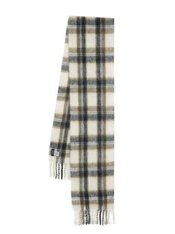 A.P.C. A.P.C. checked fringe-detail scarf - White