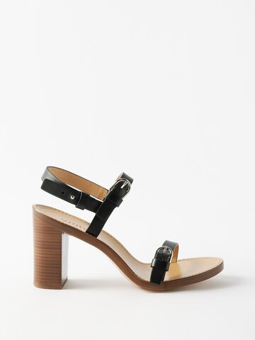gabriela hearst - miraya block-heel leather sandals - womens - black