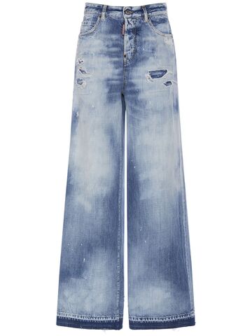 dsquared2 traveller washed wide jeans in blue