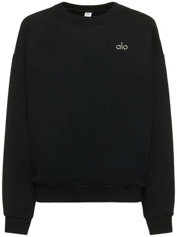 ALO YOGA Fleece Accolade Crewneck Sweatshirt in black