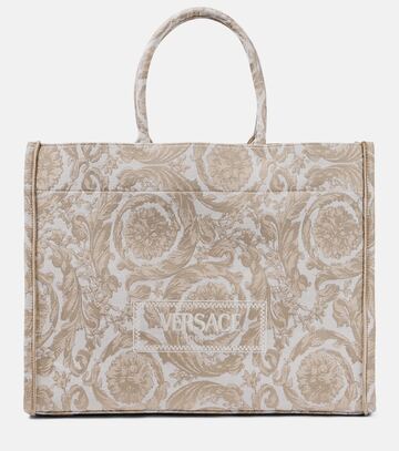 versace barocco athena large tote bag in beige