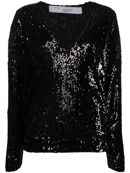 IRO sequin-embroidered v-neck top in black