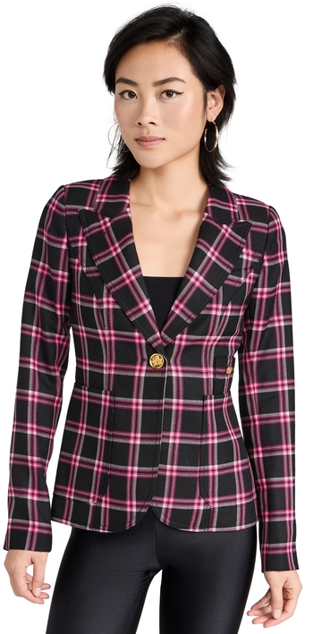 smythe patch pocket duchess blazer pink/black plaid 4