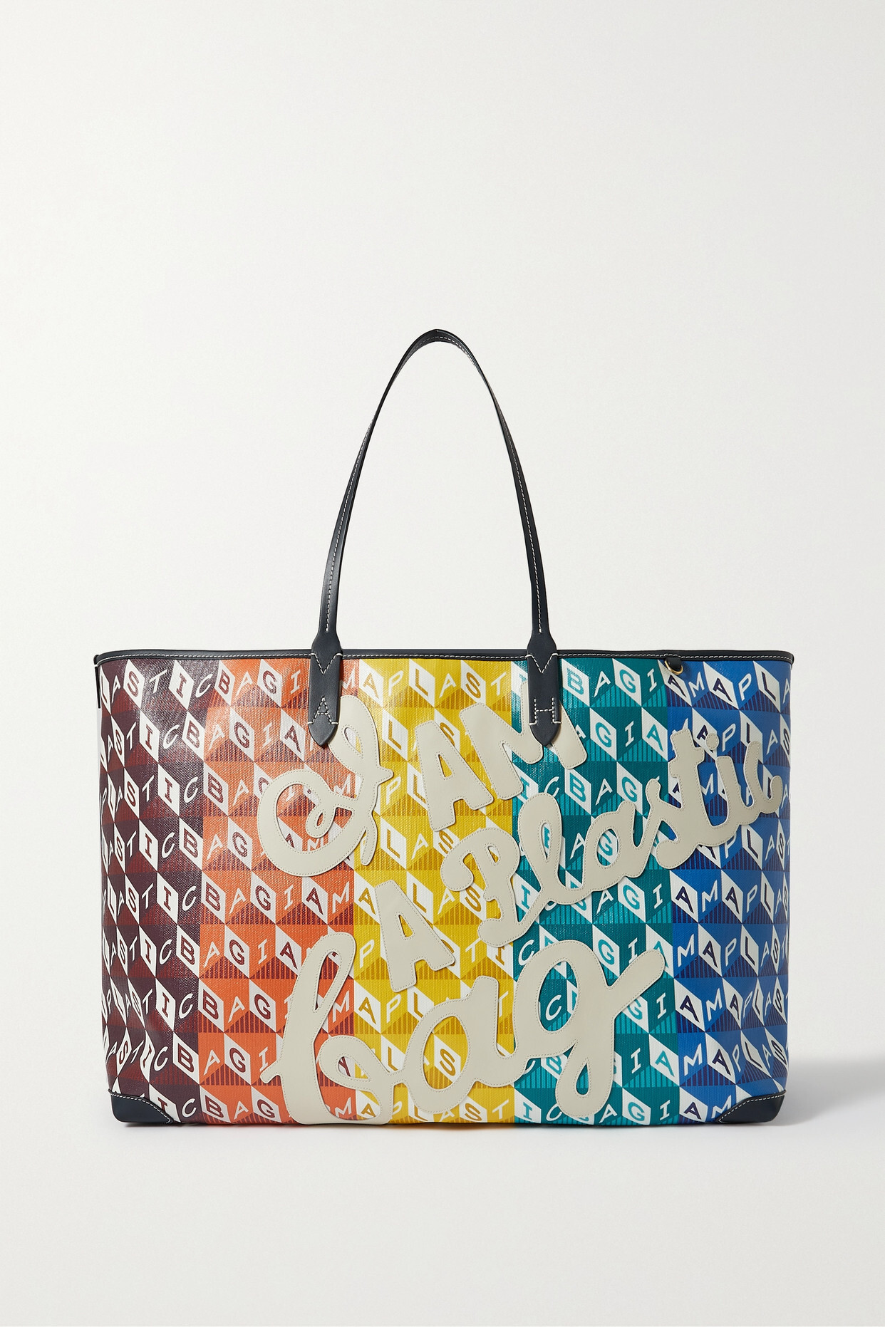 Anya Hindmarch - + Net Sustain I Am A Plastic Bag Xl Leather-trimmed Recycled Coated-canvas Tote - Yellow