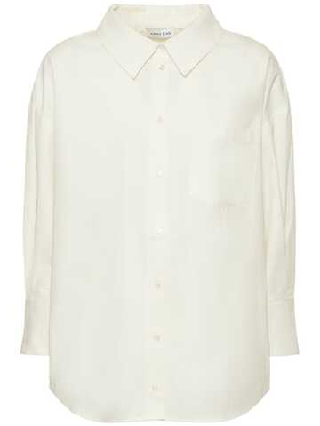 anine bing mika cotton poplin shirt in white