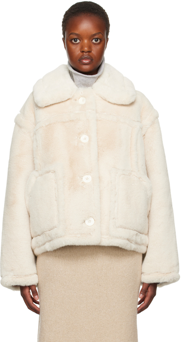 stand studio off-white xena faux-shearling jacket