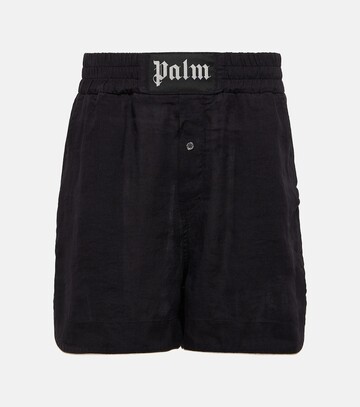 palm angels logo linen boxer shorts in black