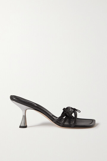wandler - julio bow-embellished leather mules - black