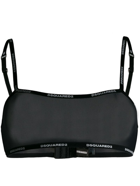 Dsquared2 branded sheer bra in black