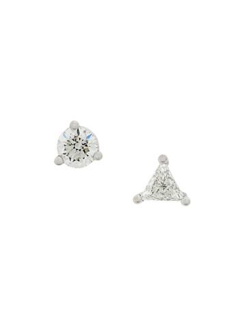 delfina delettrez 18kt white gold dots solitaire diamond earrings - metallic