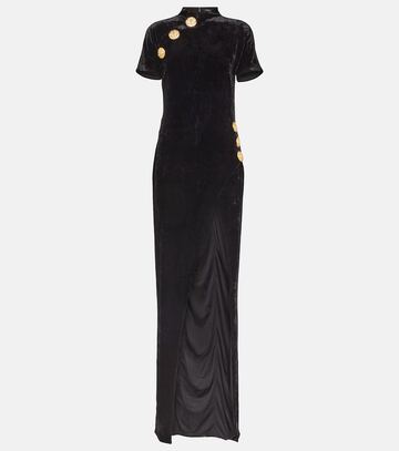Balmain Embellished velvet gown in black