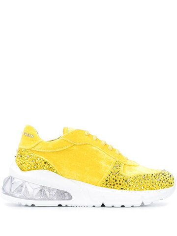 philipp plein studs velvet chunky-sole sneakers in yellow