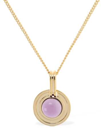 LEDA MADERA Sophia Necklace W/ Glass Stone in gold / violet