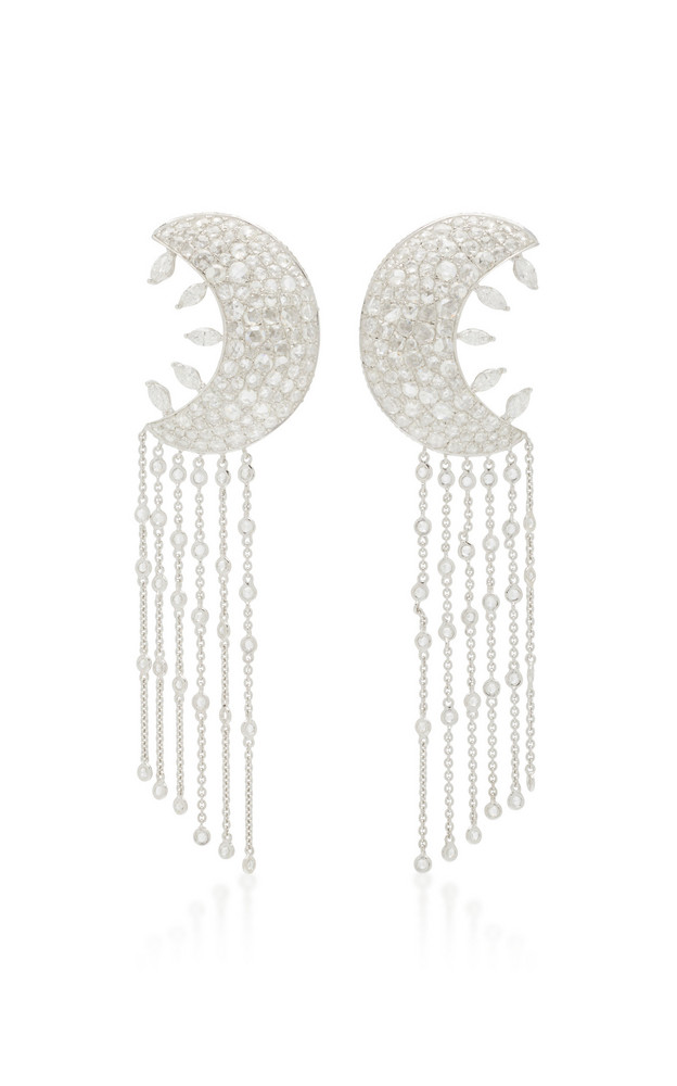 Lauren X Khoo Cosmic Crescent Chandelier Earrings in white