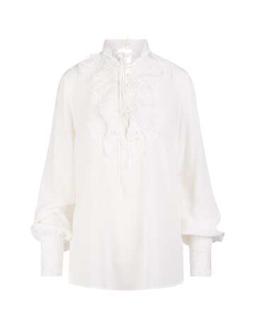 Ermanno Scervino White Silk Shirt With Lace in bianco