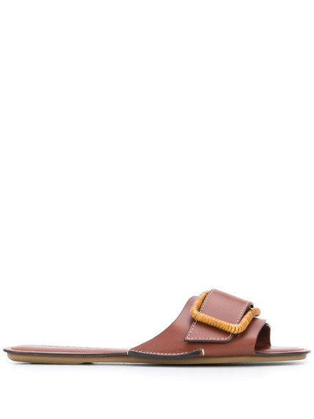 Rodo buckled strap flat sandals in brown