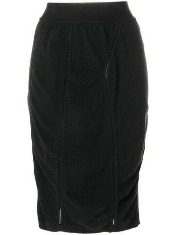 Alaïa Pre-Owned 1980's midi draped pencil skirt in black
