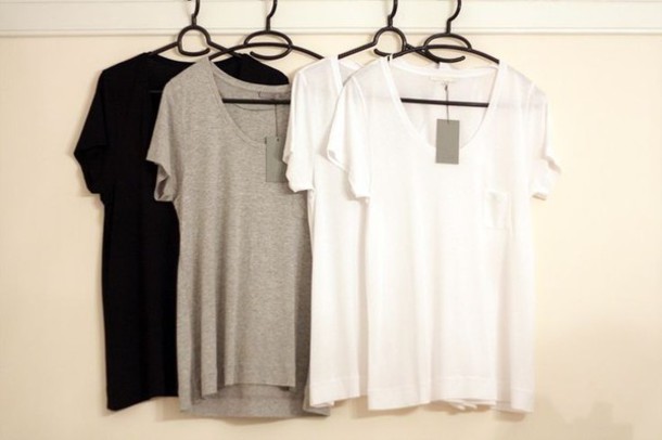 t-shirt white black grey neckline black t-shirt white t-shirt grey t-shirt