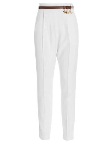 Elisabetta Franchi Belted Pants in white