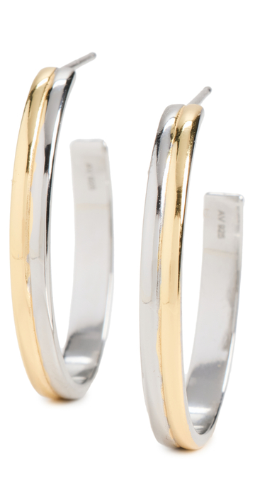 Argento Vivo Med Double Hoop Two Tone Earrings in gold