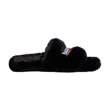 balenciaga faux fur sandals in black