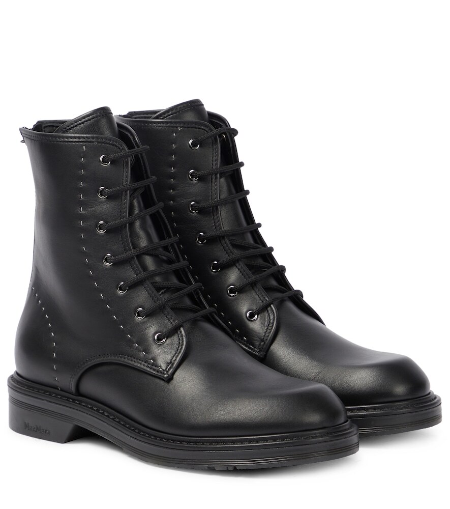 Max Mara Beth leather boots in black