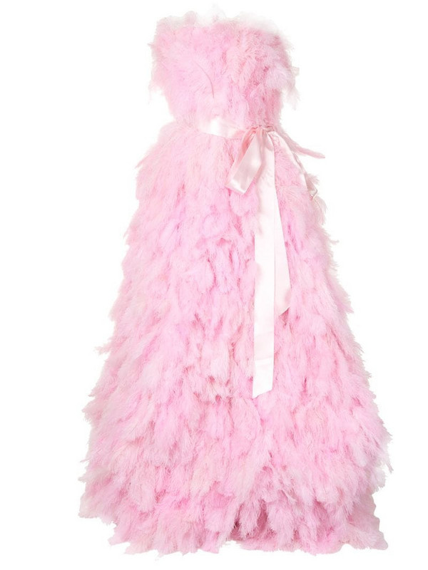 Isabel Sanchis full plume strapless gown in pink