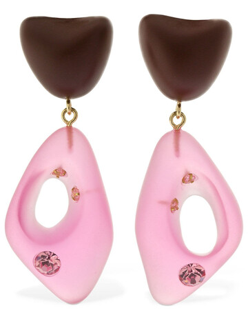 VANDA JACINTHO Surround Resin & Crystal Clip-on Earring in brown / pink