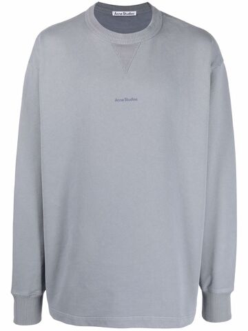 acne studios logo-print cotton sweatshirt - grey