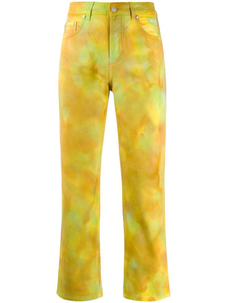 MSGM tie-dye print trousers in yellow